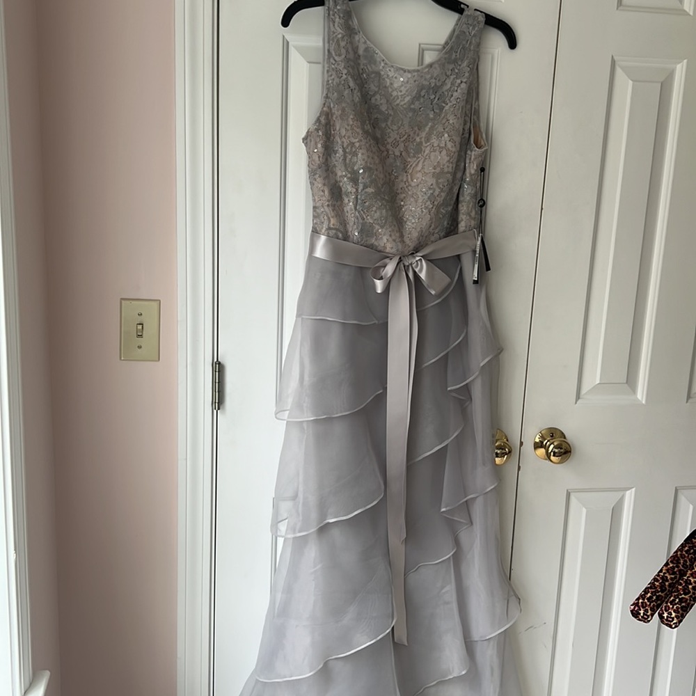 Adrianna Papell Sequin Lace & Organza Ruffle Gown